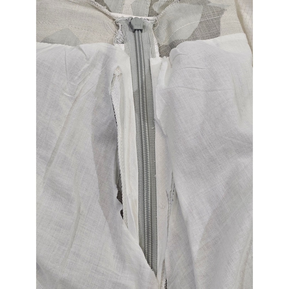 Sita Murt A-Line Skirt Women 42 Grey White Linen Cotton Satin Trim Spain Boho - Picture 3 of 11
